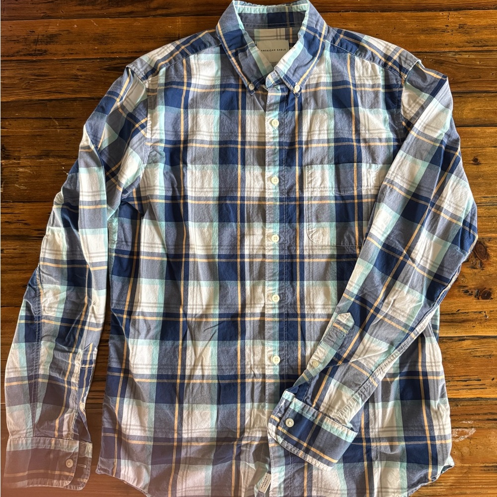 American Eagle Blue Plaid Men's Shirt